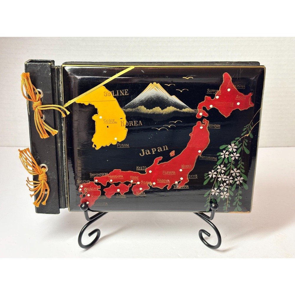 Vintage Photo Album Black Lacquer Japan Korea Scrapbook Crafting